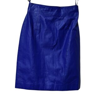CHIA 80’s Chic Blue Leather Pencil Skirt size 4 great condition